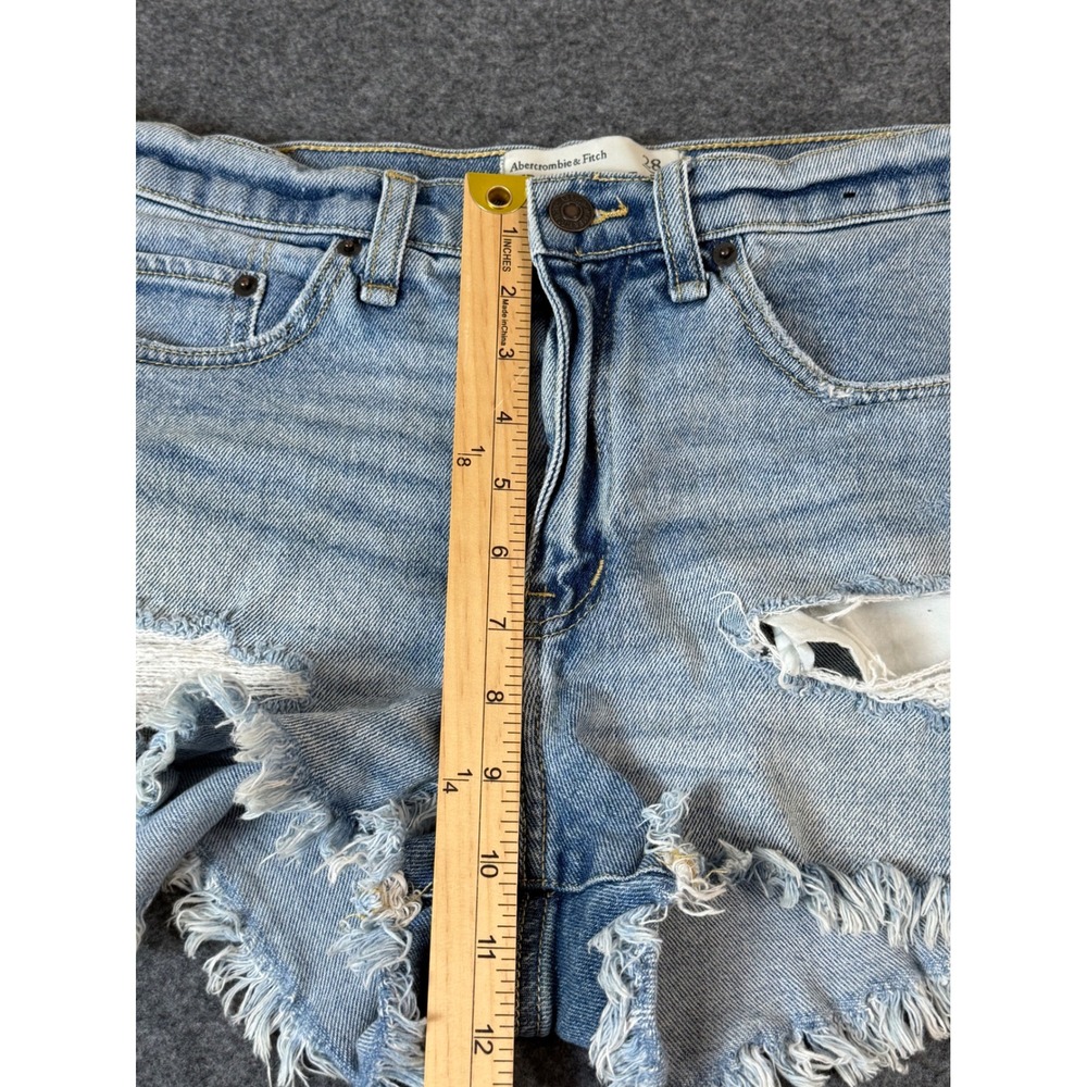 Abercrombie & Fitch Boyfriend Short Women 28 6 Blue Distressed Mid Rise Festival - Picture 6 of 8